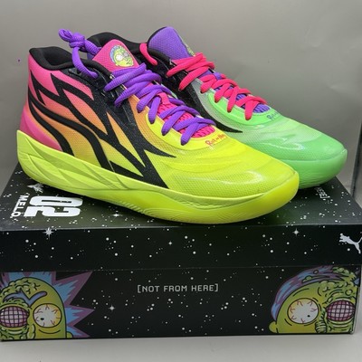 Puma MB.02 Rick‎ and Morty Basketball Shoes Men\'s Size 8 Yellow Purple Puma Lamelo Ball MB.02 Rick & Morty 377411-02 Basketball  main image 2