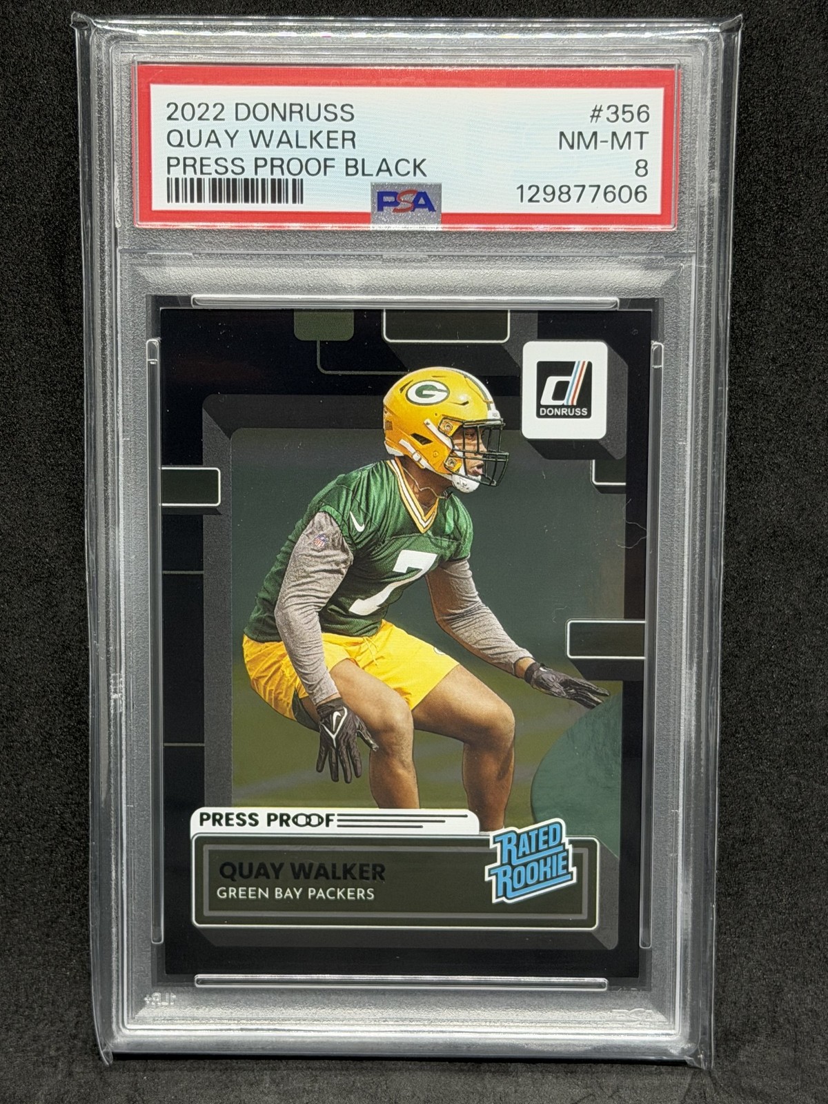 2022 Donruss Quay Walker Press Proof Black #356 05/10 PSA 8