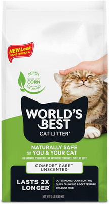 Comfort Care Unscented 15-Pounds - Natural Ingredients, Quick Clumping, Flushabl