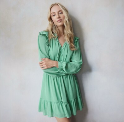 NWT LC Lauren Conrad Womens Ruffle Neck Shirt Dress Green Small | eBay NWT LC Lauren Conrad Womens Ruffle Neck Shirt Dress Green Small | eBay