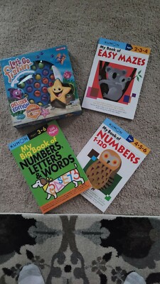 Kumon Activity Education workbook Series (3) and Let's Go Fishing Deluxe Game 