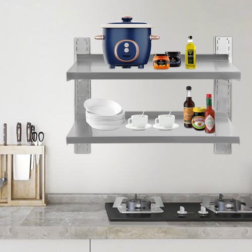 2 Tiers Stainless Steel Wall Shelf Commercial Kitchen Restaurant Shelving Rack