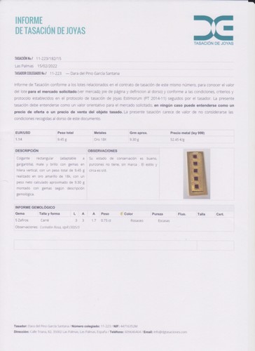 Colgante oro amarillo 18ct. Y ZAFIROS. - Imagen 3 de 5