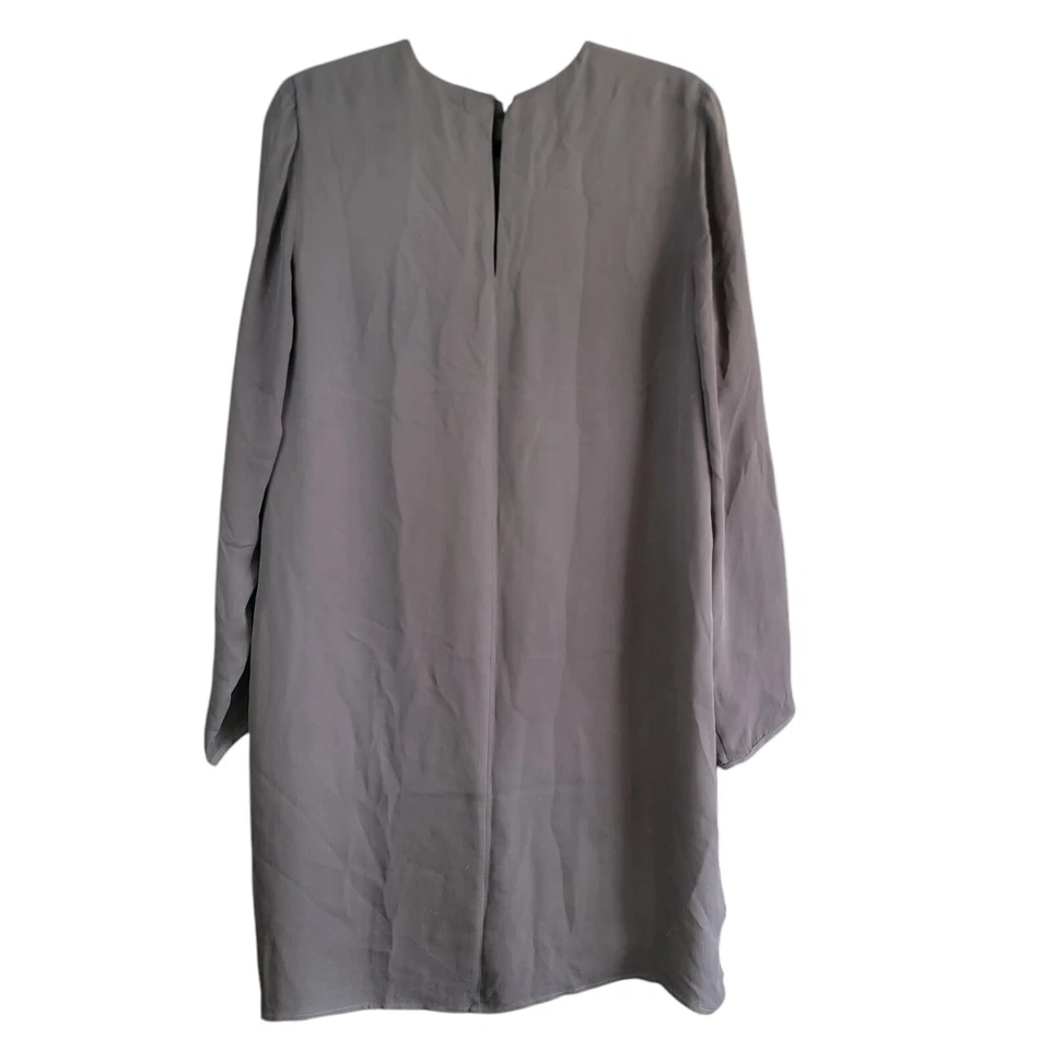 Zoe & Sam Grey Mini Dress Long Sleeves Size Large 100% Silk Foto 2 de 4