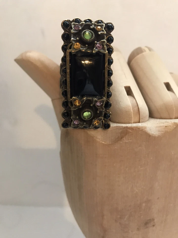 Anillo de piedra negra vintage Ollipop EE. UU. Sweet Romance para mujer Foto 3 de 4