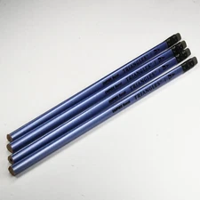 4 Vintage Berol Empire Triangles Pencils Metallic Blue Body - No. 2 Black Lead