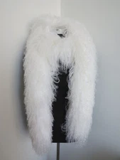 100% real Mongolian lamb fur scarf/fur collar/ fur neck wraps/ white cape 200cm 