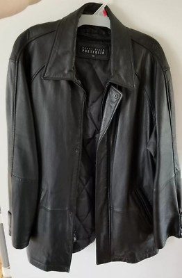 Perry Ellis Portfolio XL Black Lamb Leather Jacket | eBay