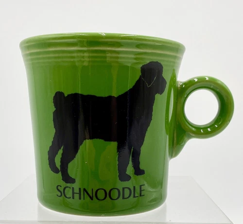 Fiesta Happy Hybrid Hounds Green Apple Schnoodle Dog Mug Coffee Cup Rare