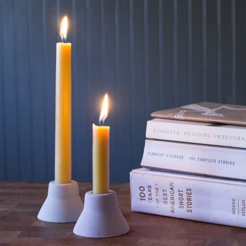 Bluecorn Beeswax 100% Pure Beeswax Taper Candles Pair 2 Tapers Ivory 12"