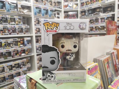 FUNKO POP WALT DISNEY WITH DRAWING 74 - DISNEY 100TH ORIGINAL VINYL + PROTECTOR