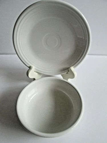 Fiesta Ware VTG White 5.5" Bowl + 7.25" Plate Salad Side 1986 Homer Laughlin USA