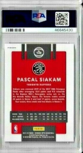 2017 Panini Donruss Optic Pascal Siakam Holo PSA 10 - Picture 2 of 2