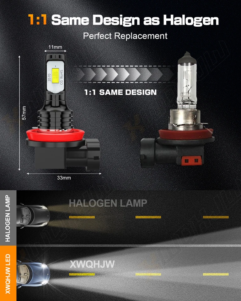 For Ford Flex 2009-2019 4x 9008/H13 H11 LED Headlight Hi-Lo Beam Kit + Fog Light - Image 4 of 4