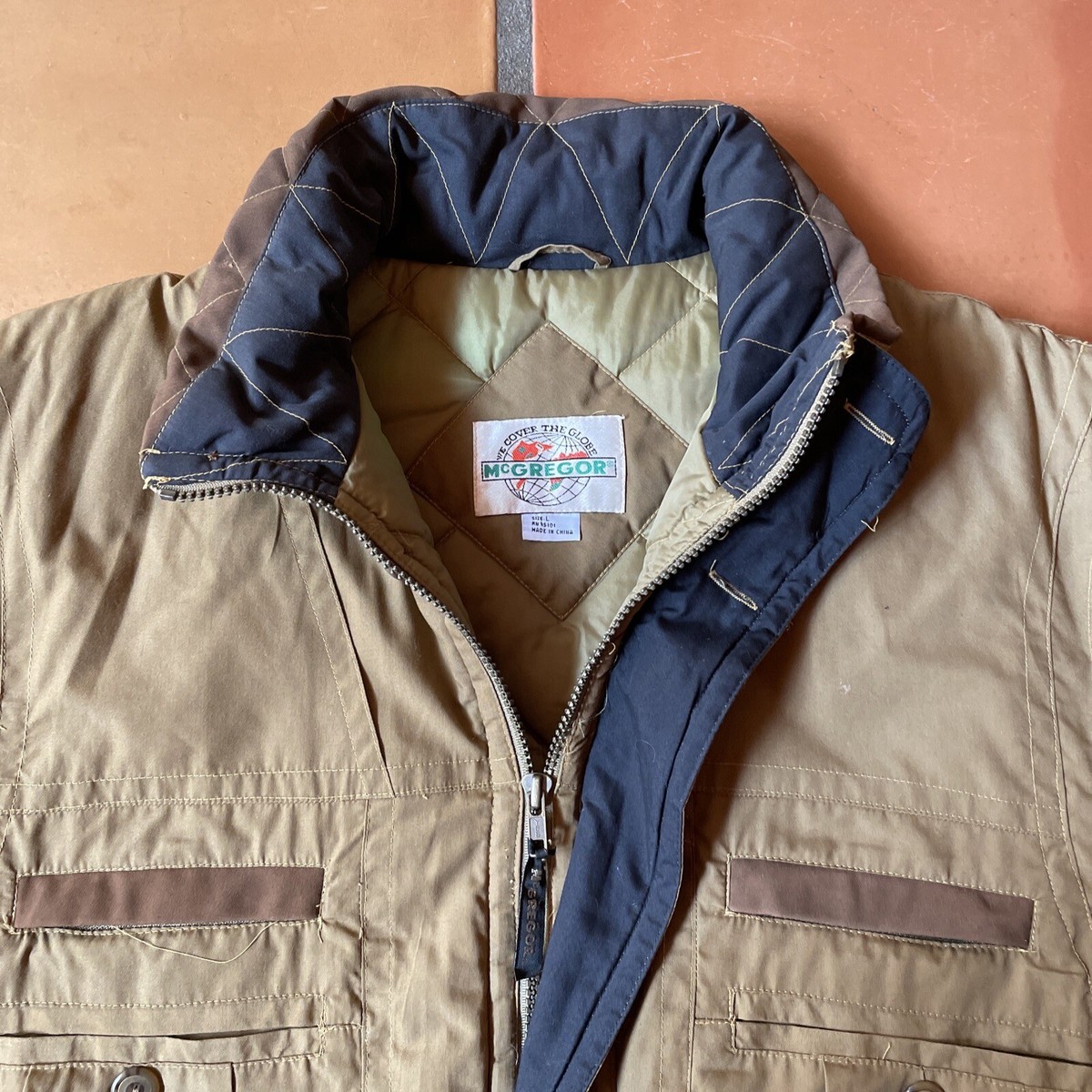 Vintage McGregor 90s Men's Large Zip Up Jacket Khaki Brown Vintage McGregor 90s Men's Large Zip Up Jacket Khaki Brown