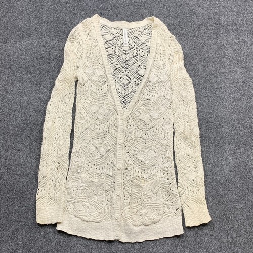 Cardigan Beige Cream Knitted Crocheted 