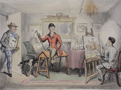 Gravure Ancienne - Chasse Au Renard - Portrait équestre MR BRAGGS - John Leech C1853