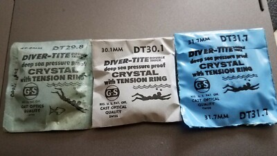 GS DT DIVER TITE WATCH CRYSTAL Various Sizes (24.5 - 34.9mm) W/tension ring