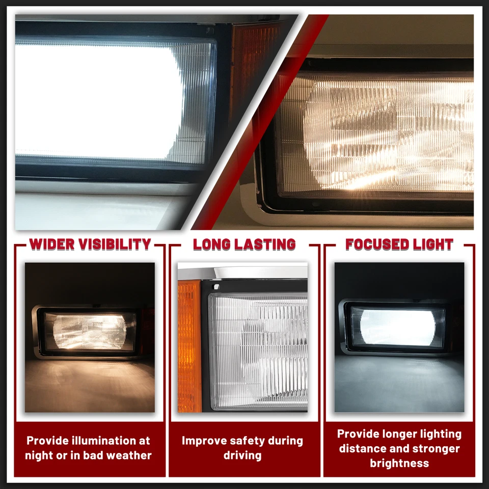 Headlights W/LED Bulbs For Mack CH600 CL600 CH612 CL700 CH613 1990-2007 Truck Foto 4 de 4