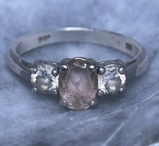 Vintage Sterling Silver Smoky Quartz And CZ Ring Size 6.5