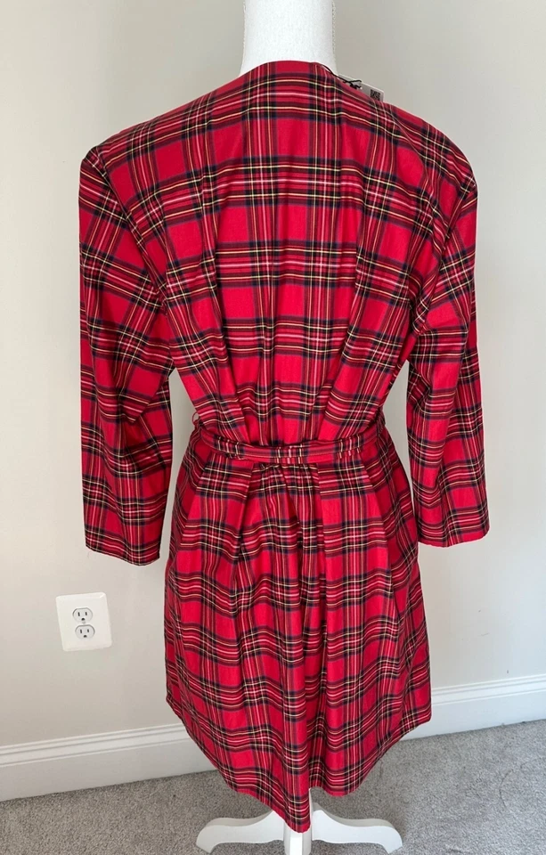 Vestido Zara Mujer Nuevo Talla Pequeña Vacaciones Rojo A Cuadros Calce y Acampanado con Cintura Corbata Foto 2 de 4