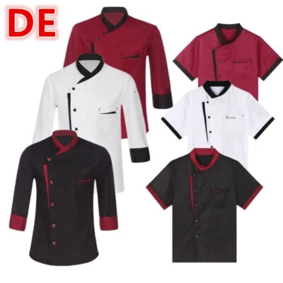 MARKENLOS DE Kochjacke Herren Damen Langarm Bäckerjacke Kochmantel Cook Kockjackenknöpfe