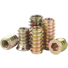 M8 M10 Carbon Steel Furniture Hex Drive Flat Head Screw Nut Threaded Wood Insert