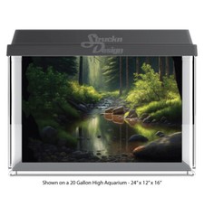 Green Forest River Sun Polyester Fish Tank Glass Backdrop Aquarium Background