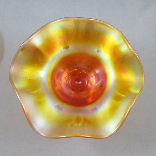 NORTHWOOD RAINBOW MARIGOLD CARNIVAL GLASS COMPOTE PLAIN EXT STRETCH EFFECT