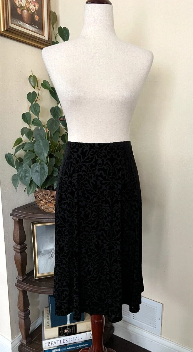 Talbots Black Velvet Burnout Skirt sz 14 NEW NWT eBay