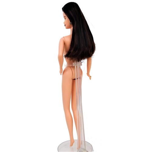 BarbieAnne Klein Doll Brunette Raven Hair Brown eyes Nude New with Stand - Picture 7 of 8