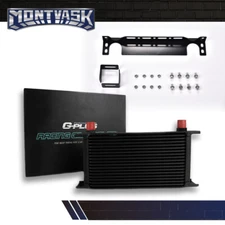 19 Row 10AN Universal Aluminum Transmission Engine Oil Cooler+Mounting Bracket