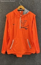 Nike Men's UVA Cavaliers Fly Rush Jacket Orange Half-Zip Hooded Pullover XXL