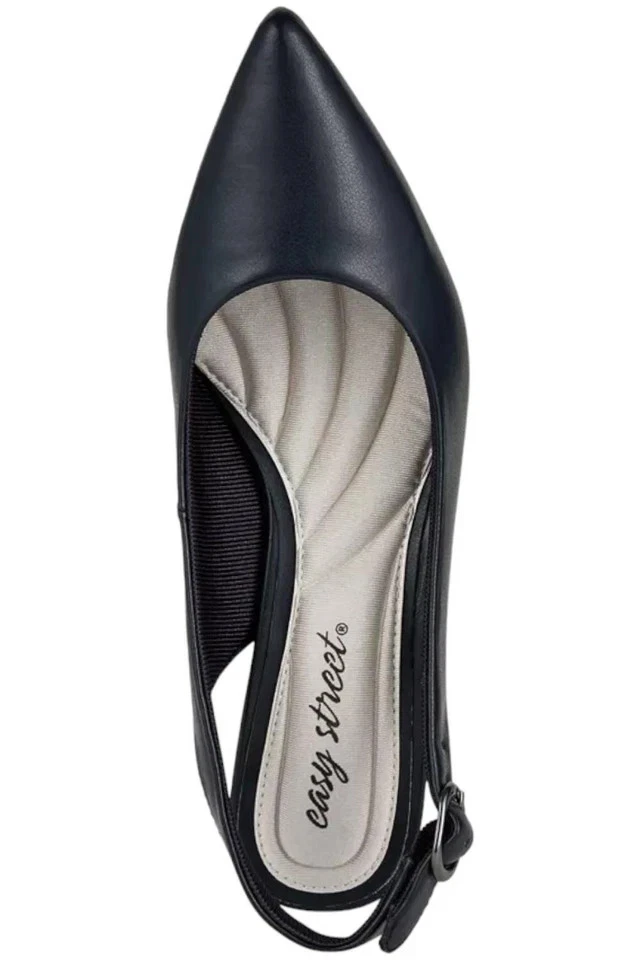 Bombas EASY STREET Navy Faye biqueira pontiaguda 9 slip on conforto empresarial - Imagem 2 de 3