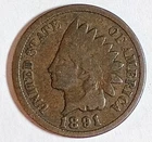 Indian Head Penny Lot of "1" VERY NICE 1891 GOOD OR BETTER°$ FREE SHIPPING $#B50