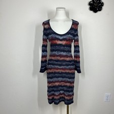 GUESS Dress Womens Small Multicolor Chevron Knit Open Back Sweater Party 00s