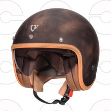 Casque de moto jet vintage CRUIZER avec visière solaire en métal bronze homologu