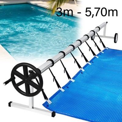 Pool Aufrollanlage aus Alu mit Laufrädern für Solarfolie bis 5,7m Beckenbreite