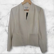 Nine West Womens Blazer Jacket Size M White Open Front Long Sleeve NWT $99