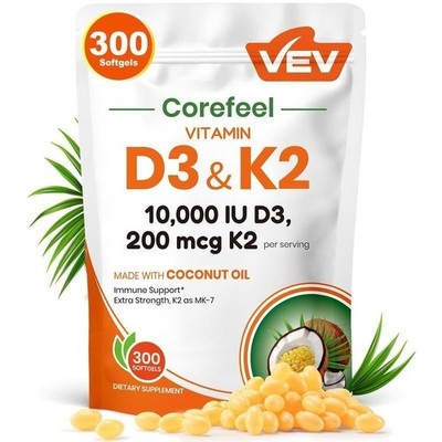 NEW 2-in-1 for Immune, Vitamin D3, 300 VEV Coconut Oil Softgels & Bone Support