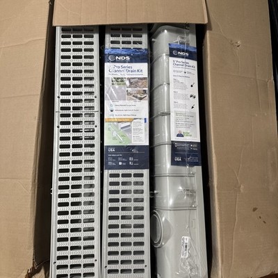 NDS 864GMTL 5'' x 39.38'' Pro Channel Drain Kit with Metal Grate Gray