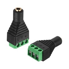 2 x 3.5mm TRS Stereo Female to 3 Pin Screw Terminal Solderless AUX Balun Adapter