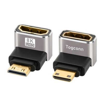 90 Degree Mini HDMI to 2 Pack, (Up & Down) Male Female 