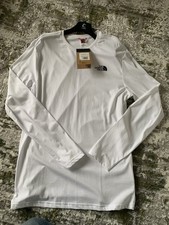 Image of Men’s North Face Long Sleeve T Shirt White With Black Logo Medium M