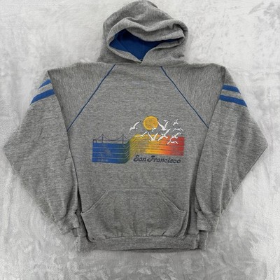 Vintage 80 s San Francisco Bridge Size XL Gray Hoodie USA Made Travel Sweatshirt