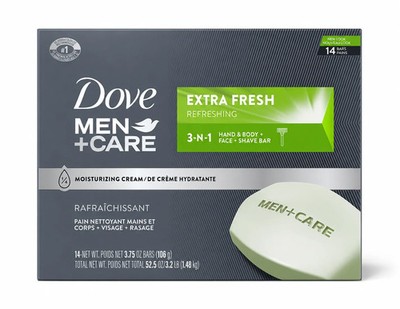 Dove Men+Care Bar 3 in 1 Cleanser for Body, Face, Shaving Extra Fresh 14 Bars