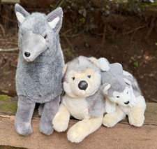 LOT OF 3 Wolf Husky Mix Variety Stuffed Plush Dogs Unipak Lelly Nicotoy