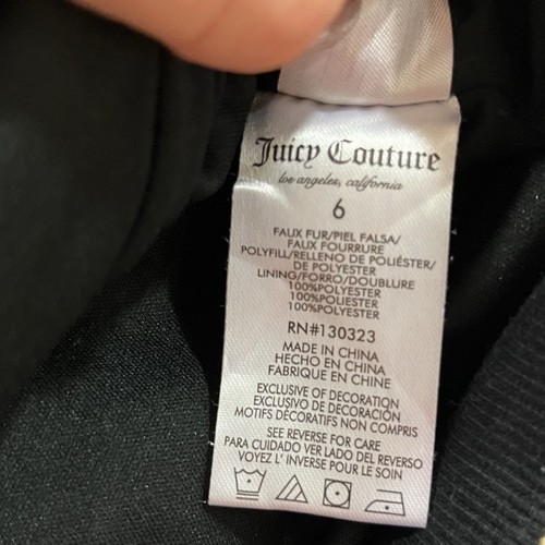 Juicy Couture Girls Faux Fur Vest Black, Size 6 - Picture 6 of 7