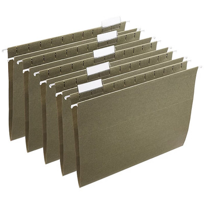Hanging File Folders, Letter Size, Standard Green, 1/5-Cut Adjustable Tabs