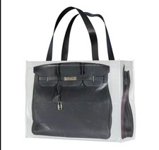 Stylish Large Foldable Reusable Shopping Bag, black Handles
